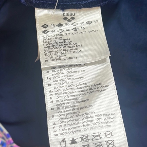 Arena Swimsuit Kikko Swim Tech One Piece 40 New - Picture 6 of 6